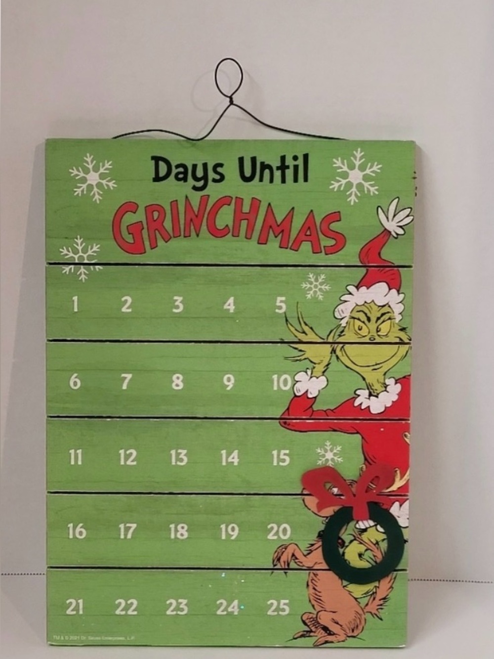 The Grinch Days Until Grinchmas Wooden Advent Calendar Christmas Countdown new